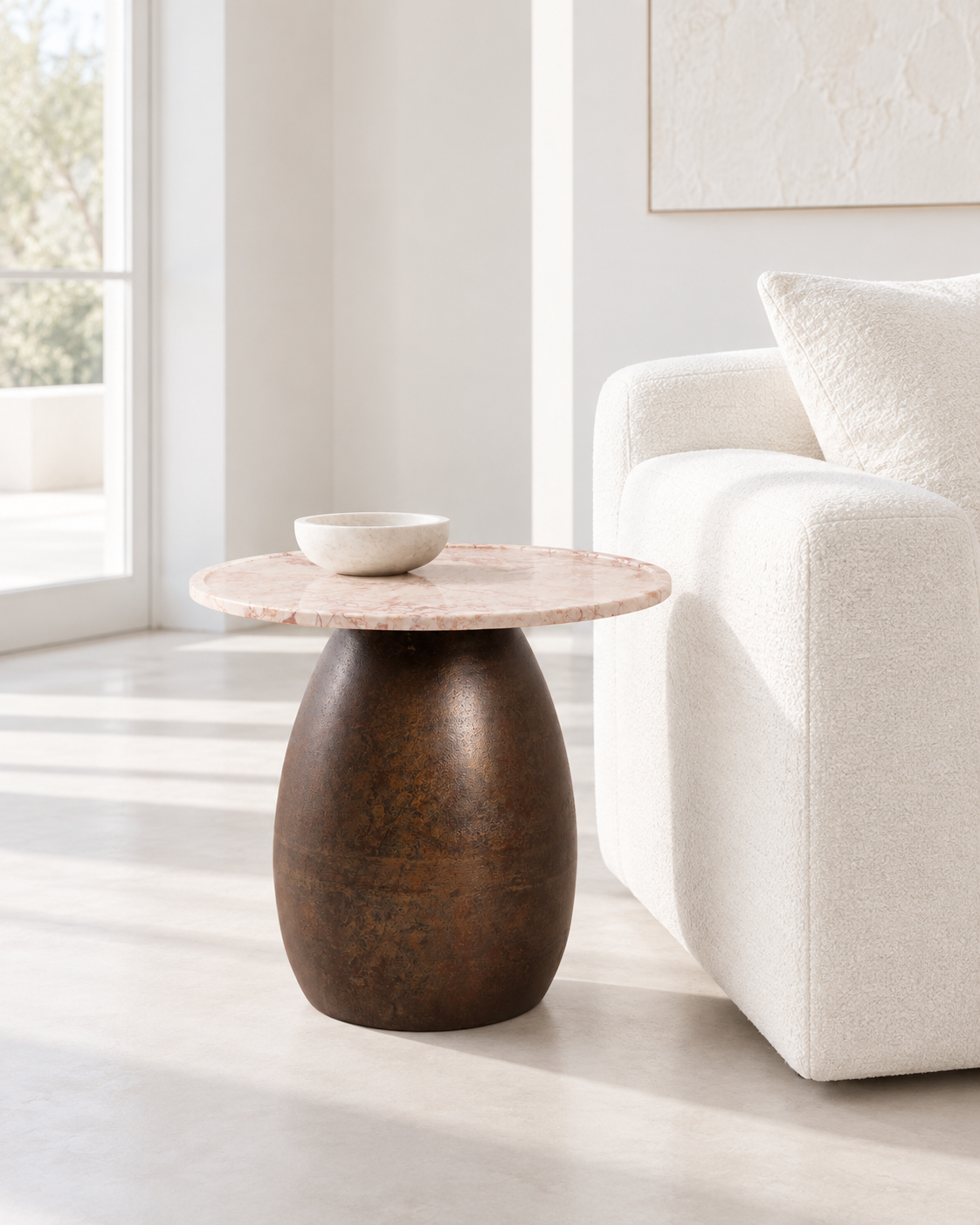 Sterling Marble Side Table in Gilded