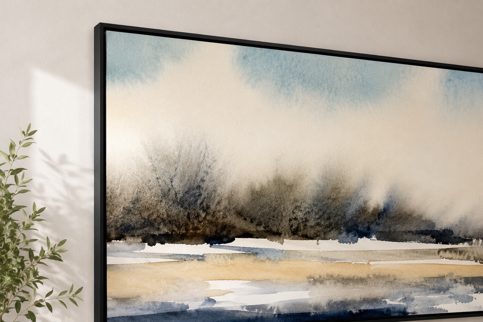 Wall Art Azure Stillness - Slate Blue & Oyster