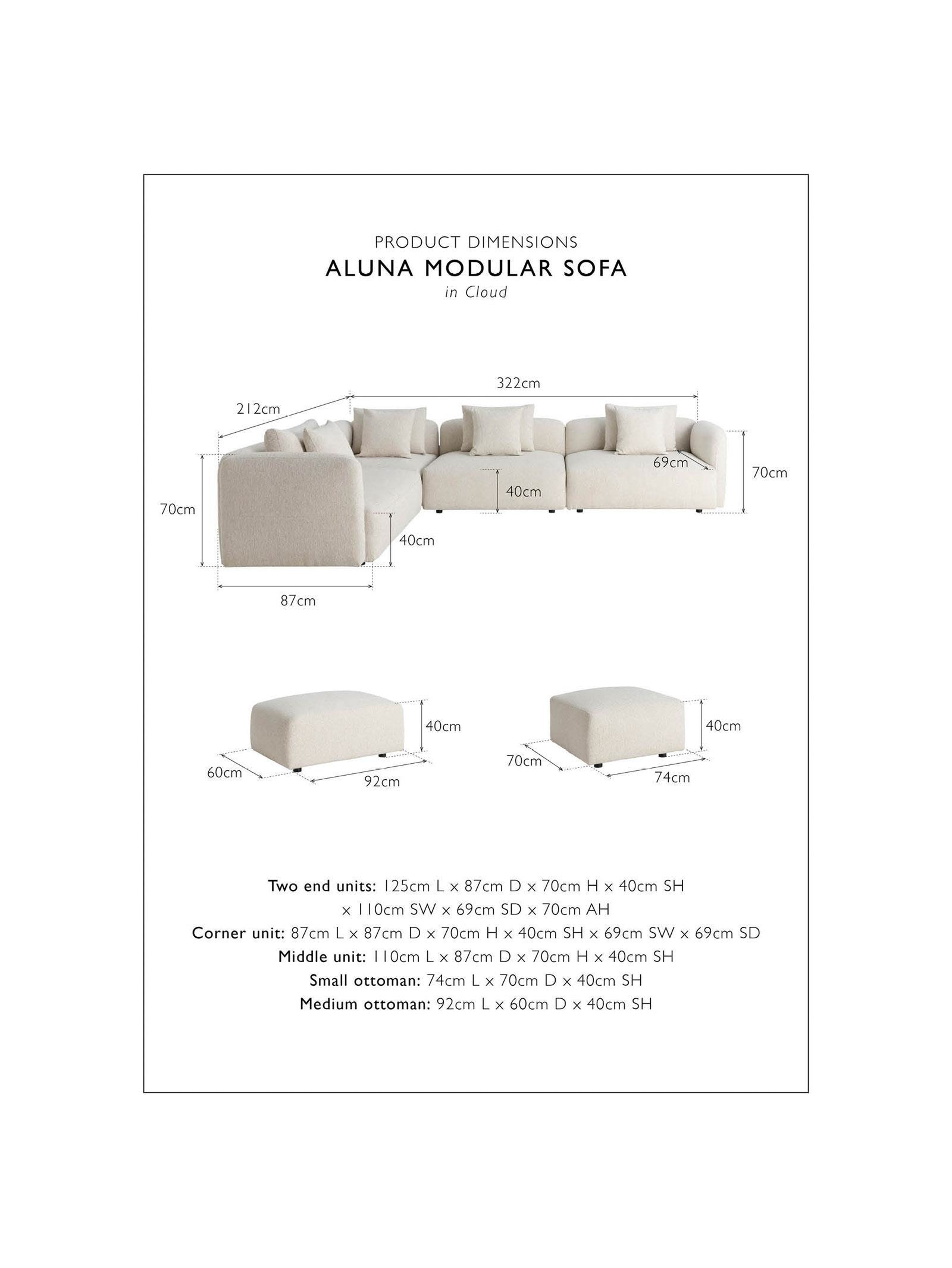 Aluna Modular Sofa Set in Cloud