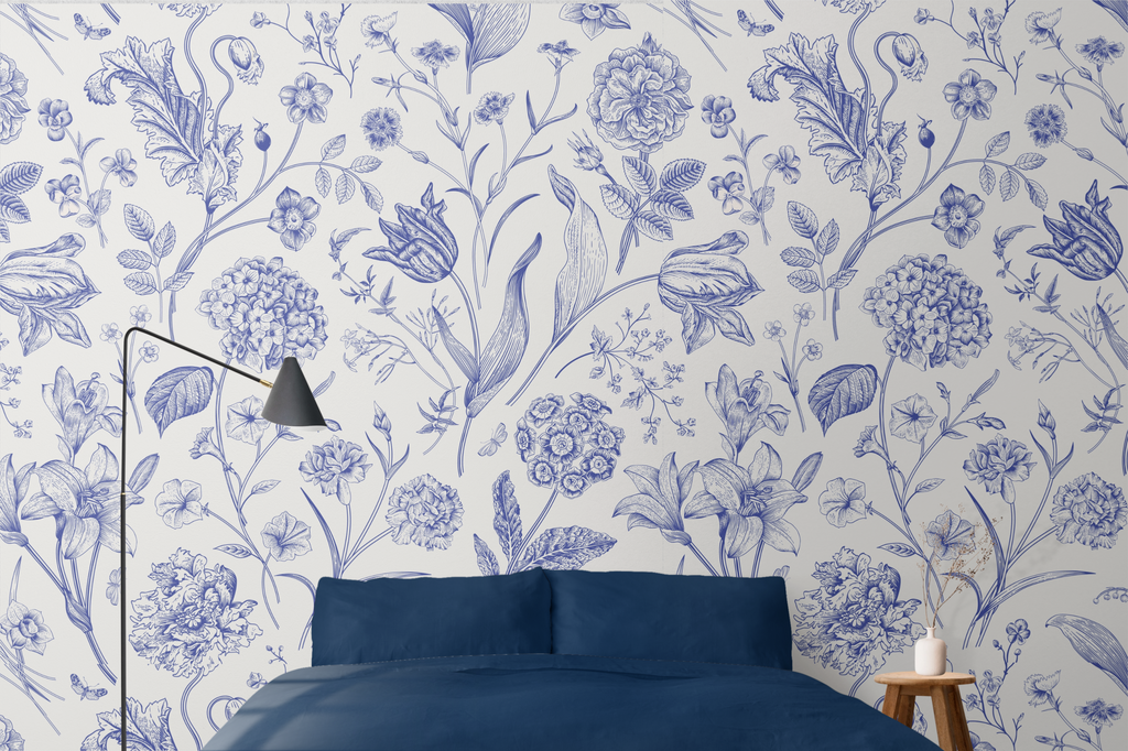 Panelled Wallpaper Spring Flowers