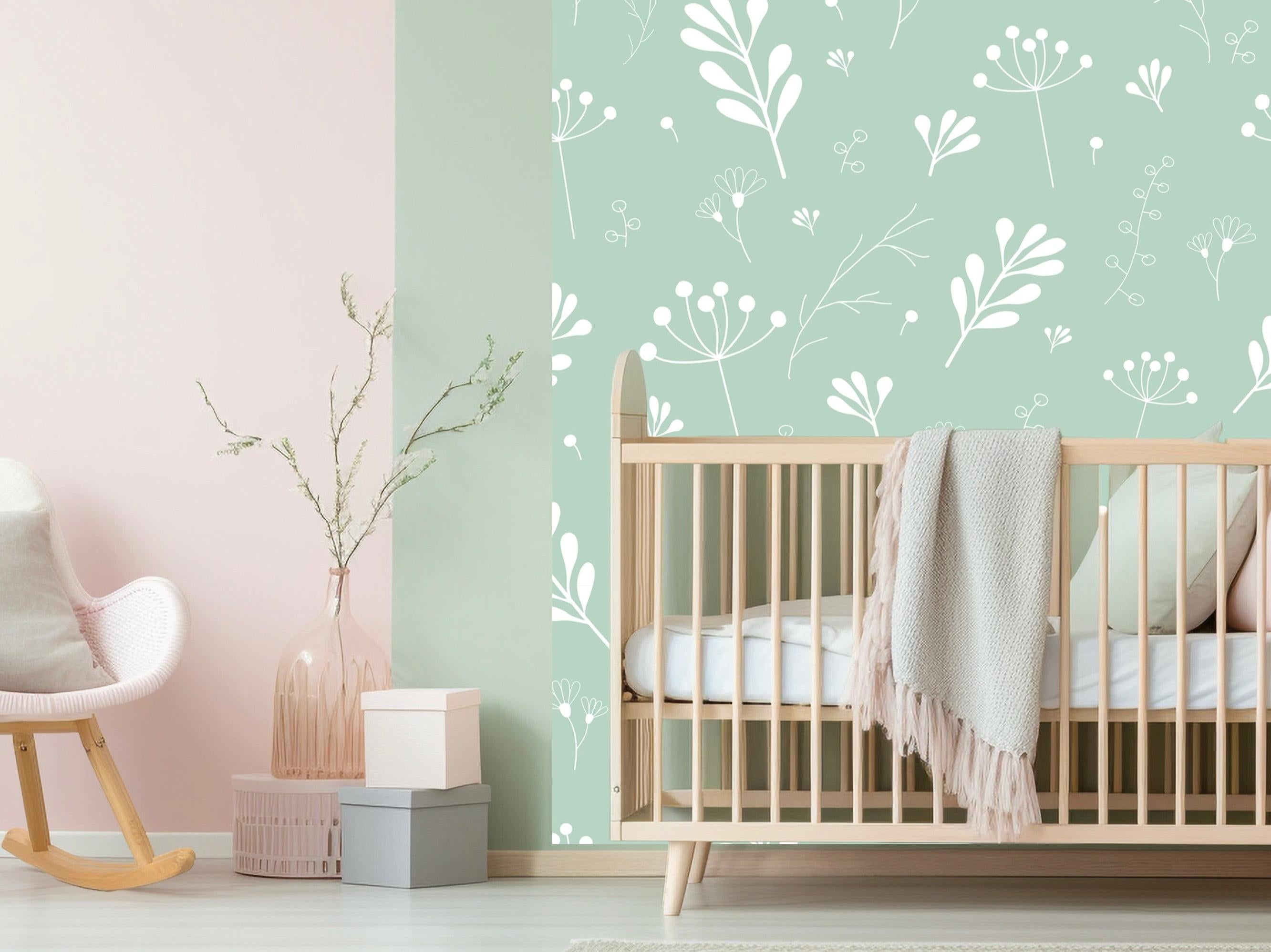 Wallpaper leafy turquoise