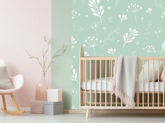 Wallpaper leafy turquoise