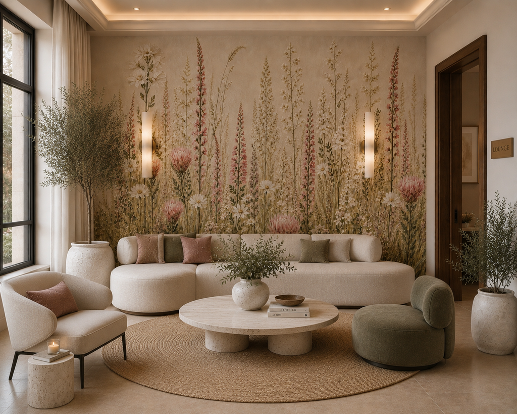 Wallpaper Petal And Stem in Blush and Linen
