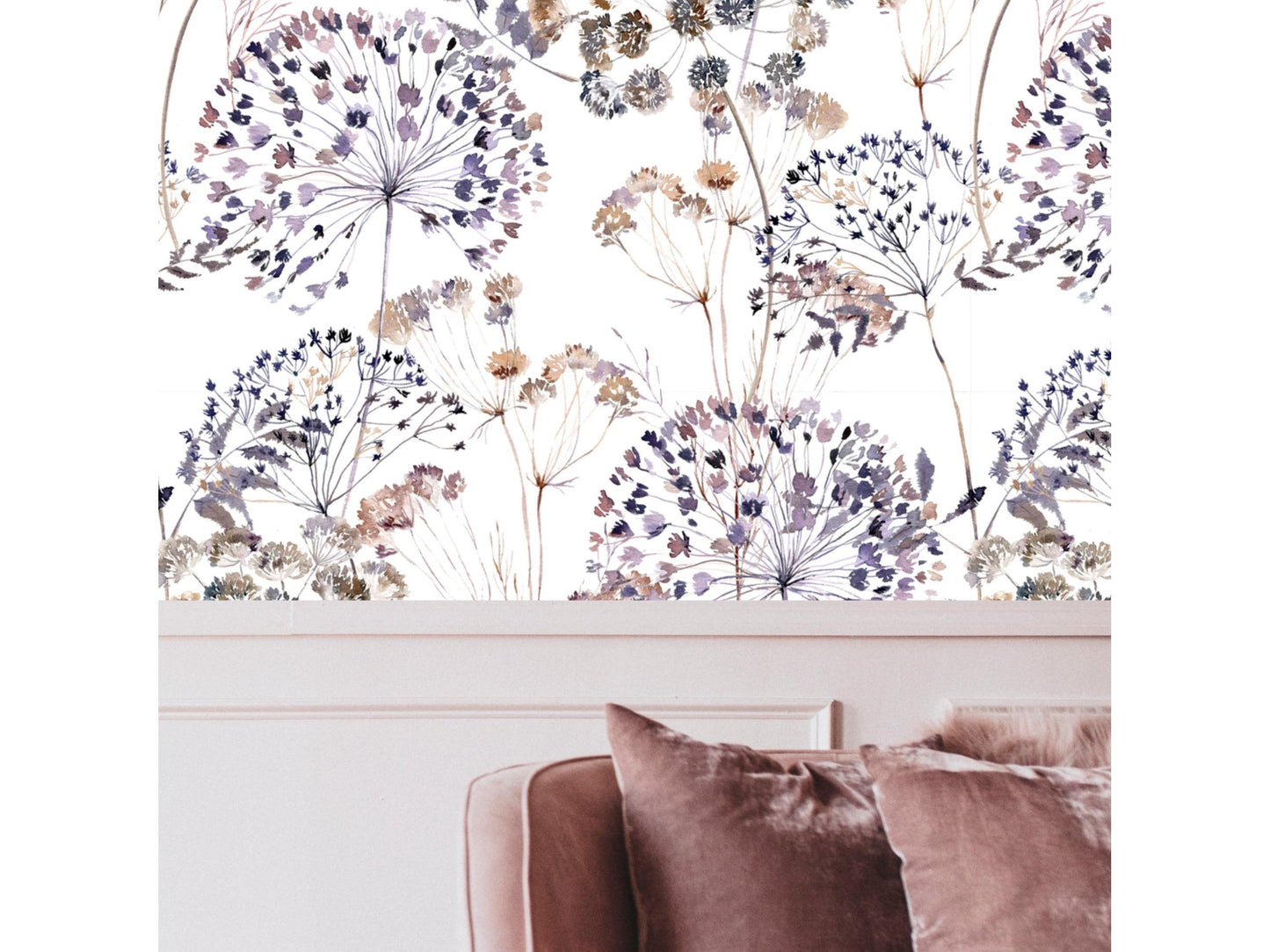 Panelled  Wallpaper detailed dandilion