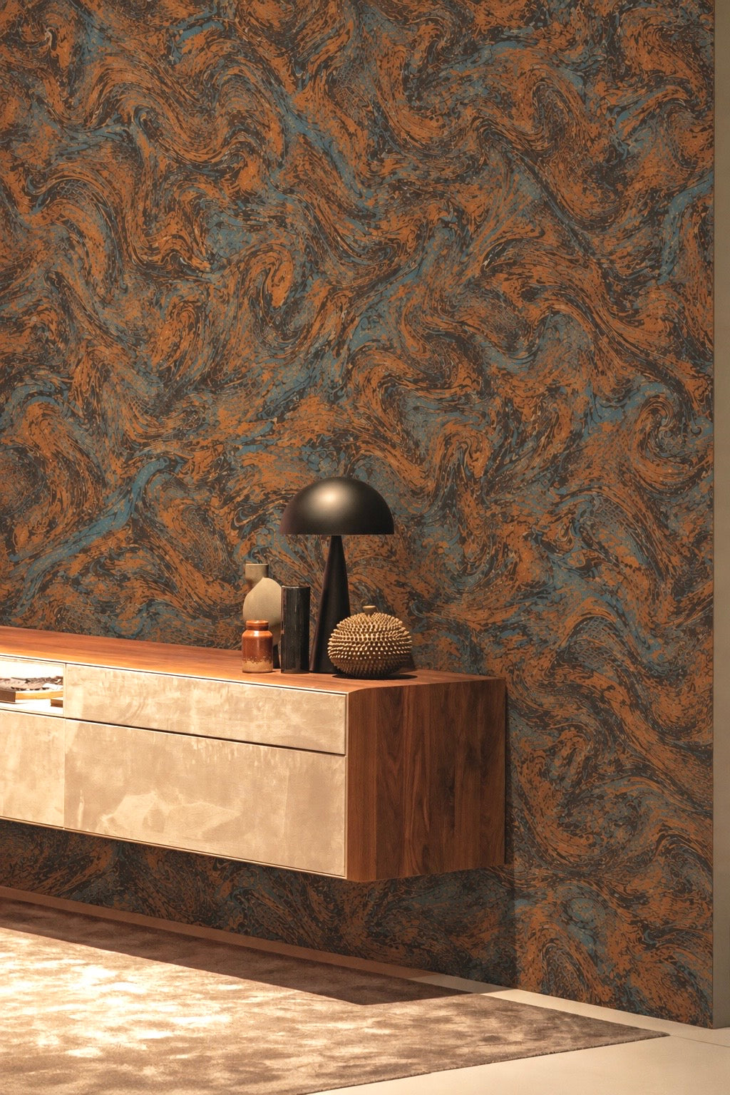 Wallpaper Coppers tone in Rust & Slate