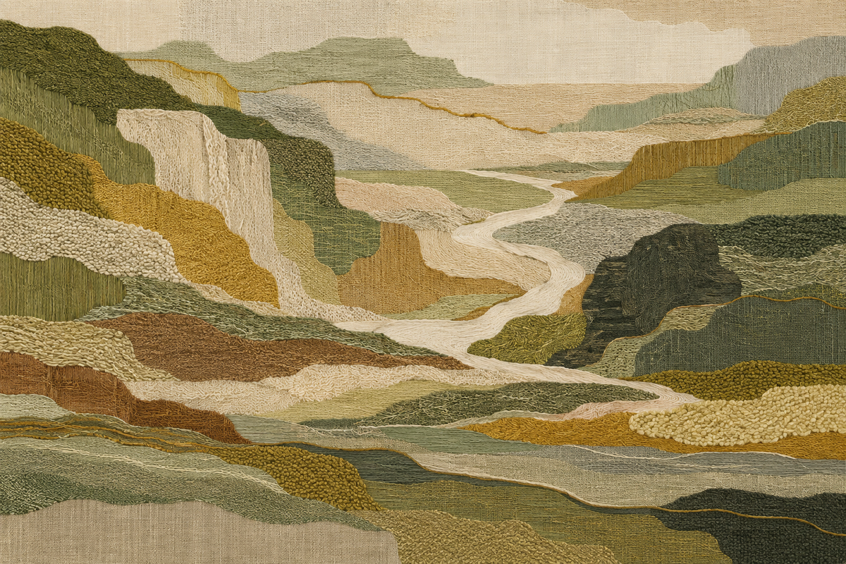 Wallpaper Sundown Escarpment in Olive, Ochre & Chalk