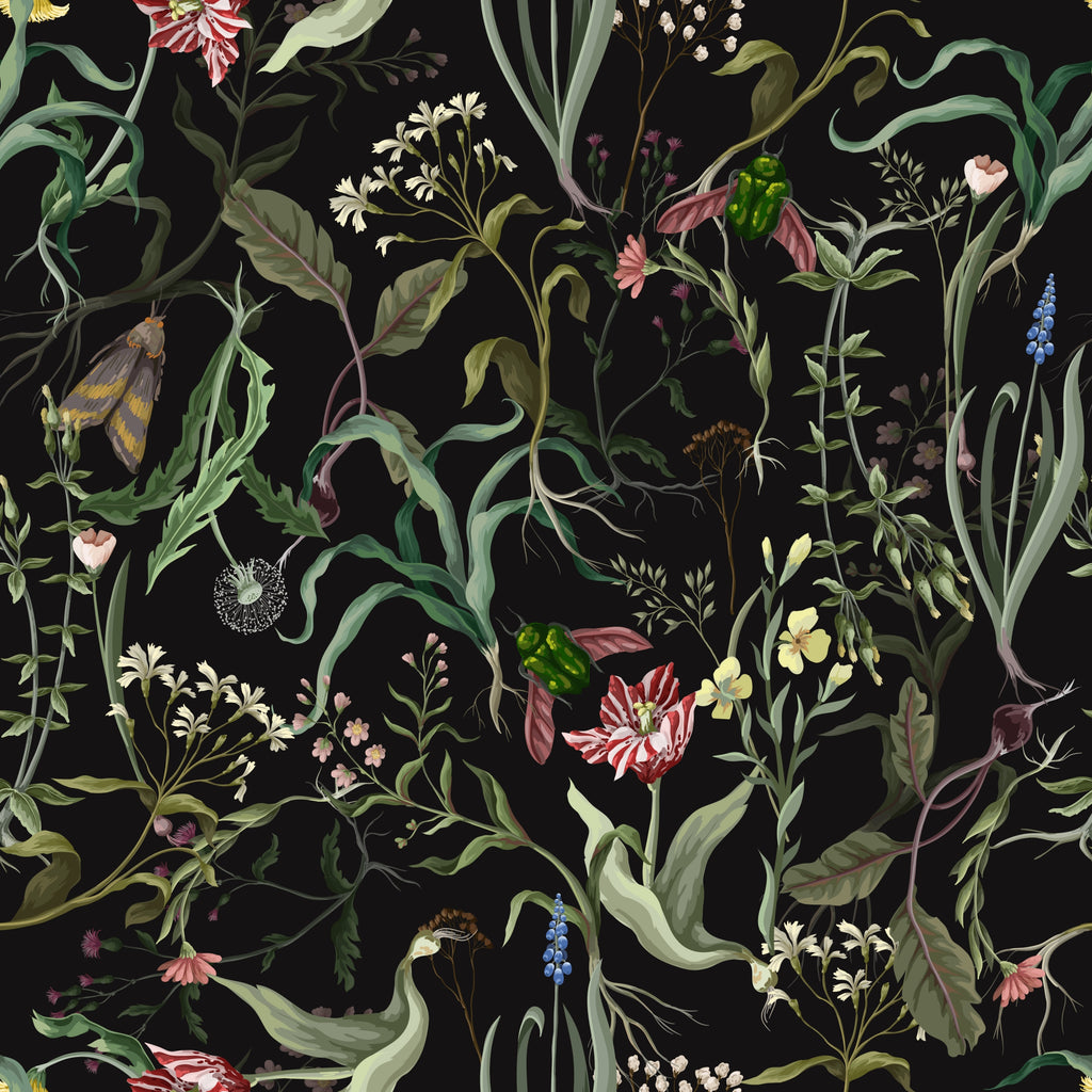 Wallpaper Nocturne Garden in Obsidian