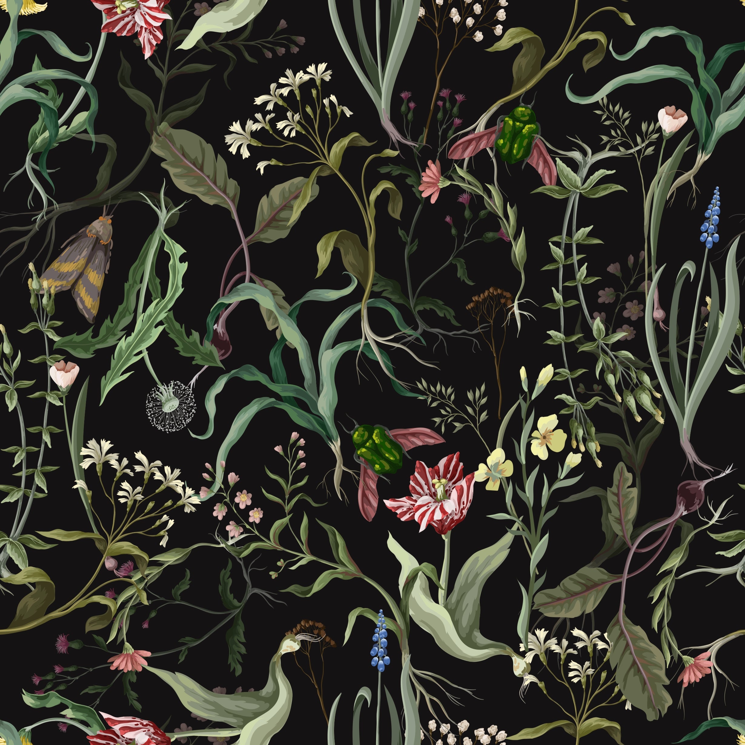 Wallpaper Nocturne Garden in Obsidian