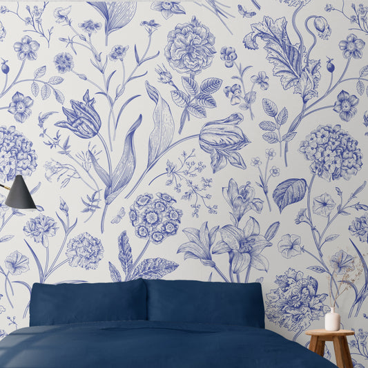 Panelled Wallpaper Spring Flowers