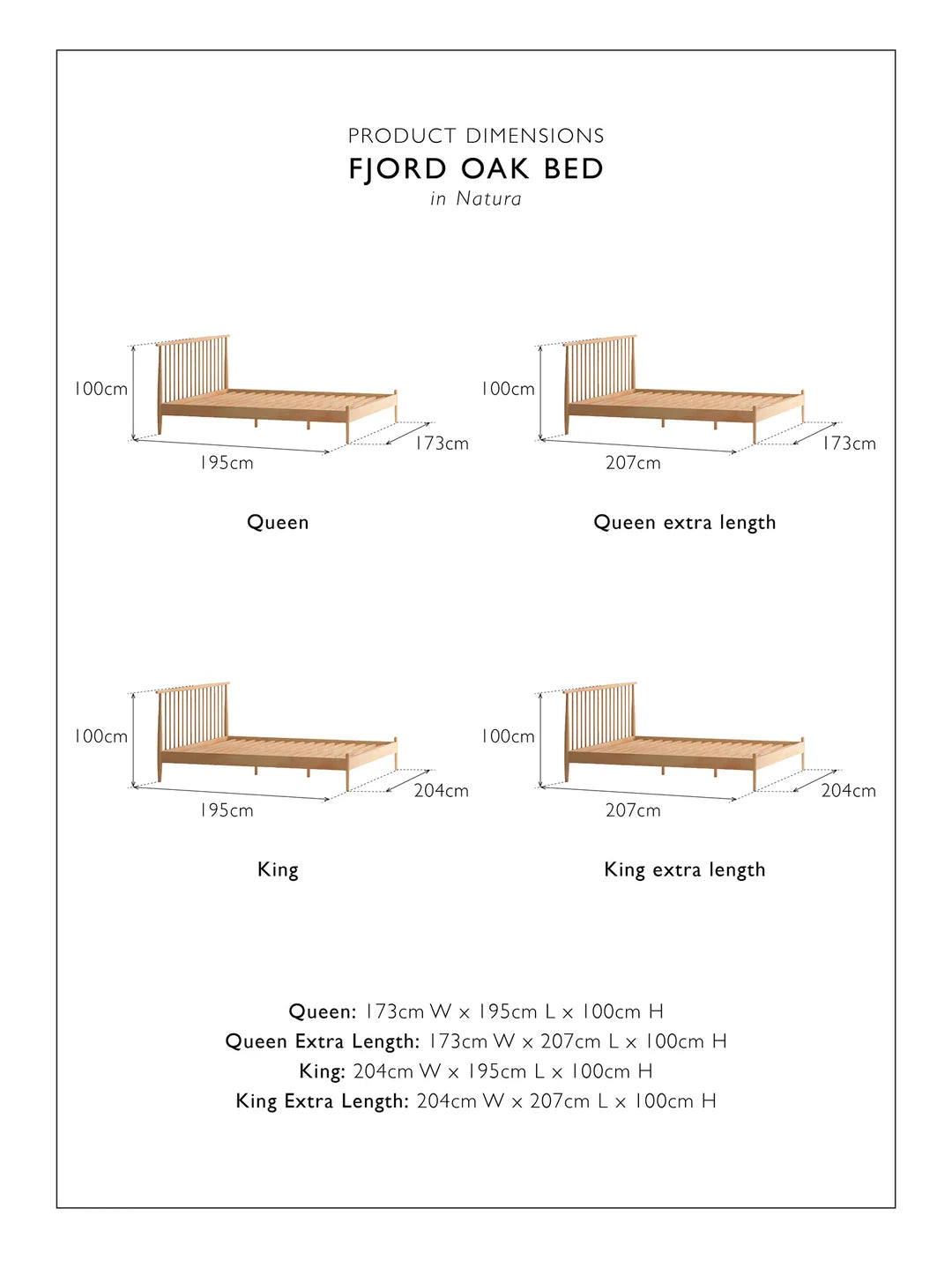 Fjord Oak Bed Queen Extra Length Natura