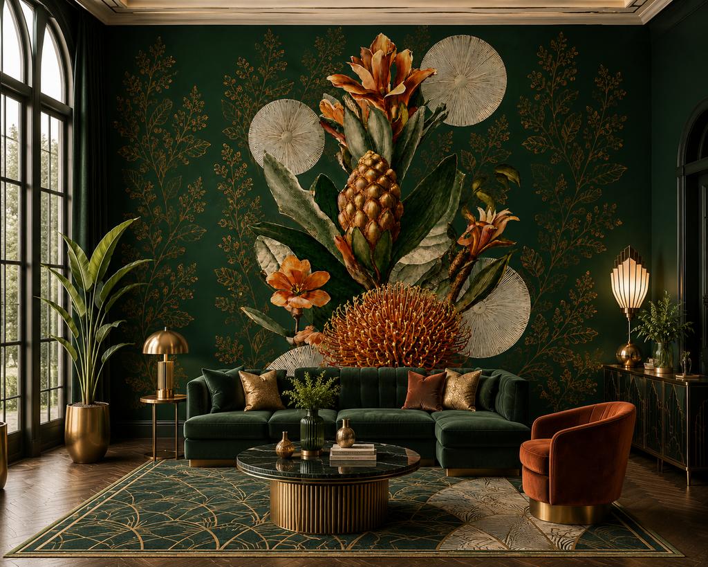 Wallpaper The Gilded Garden in Emerald Noir