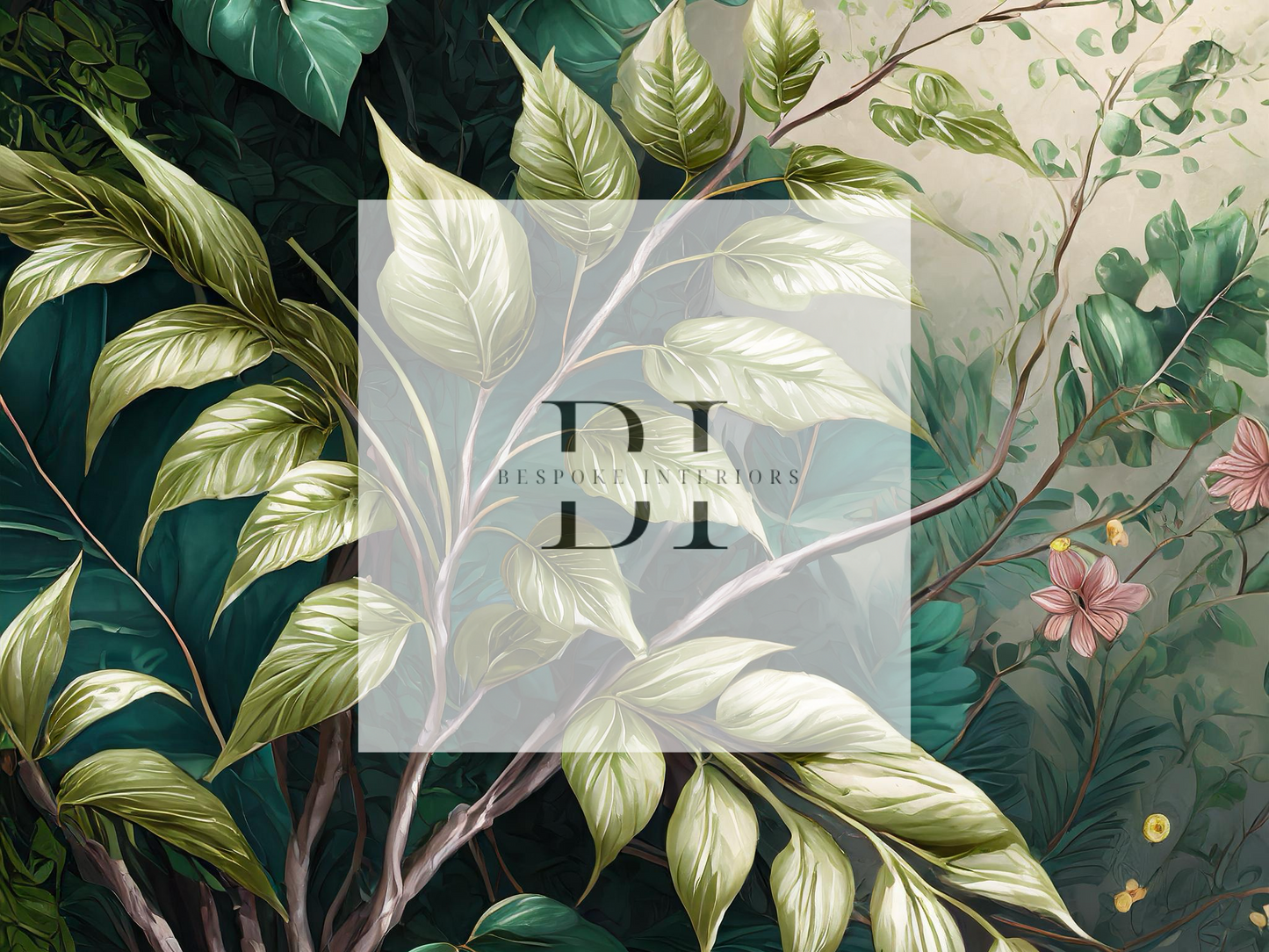 Wallpaper Foliage and Pink petal harmony