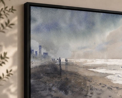 Framed Wall Art Salt & Silence in Coastal Taupe