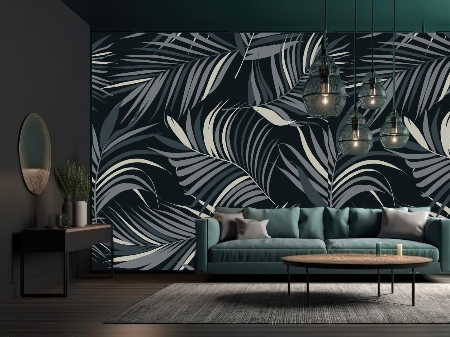 Wallpaper Palm Leaf Multi green