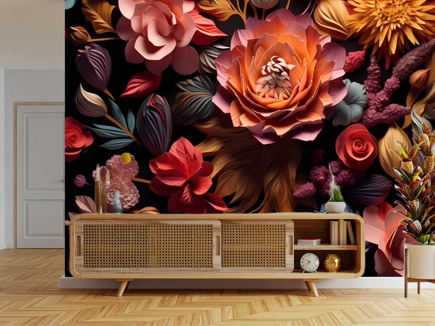 Wallpaper Paper Floral Autumn