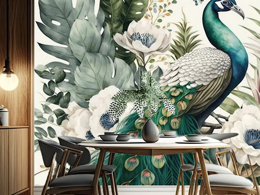 Wallpaper Peacock Floral