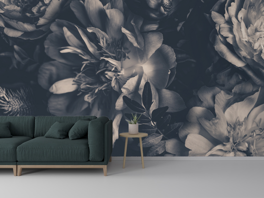 Wallpaper Floral Grayscale