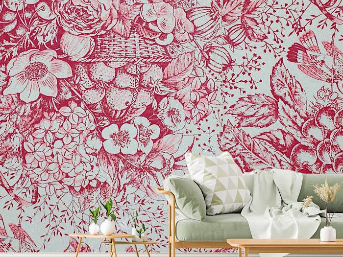 Wallpaper Pink Vintage Floral
