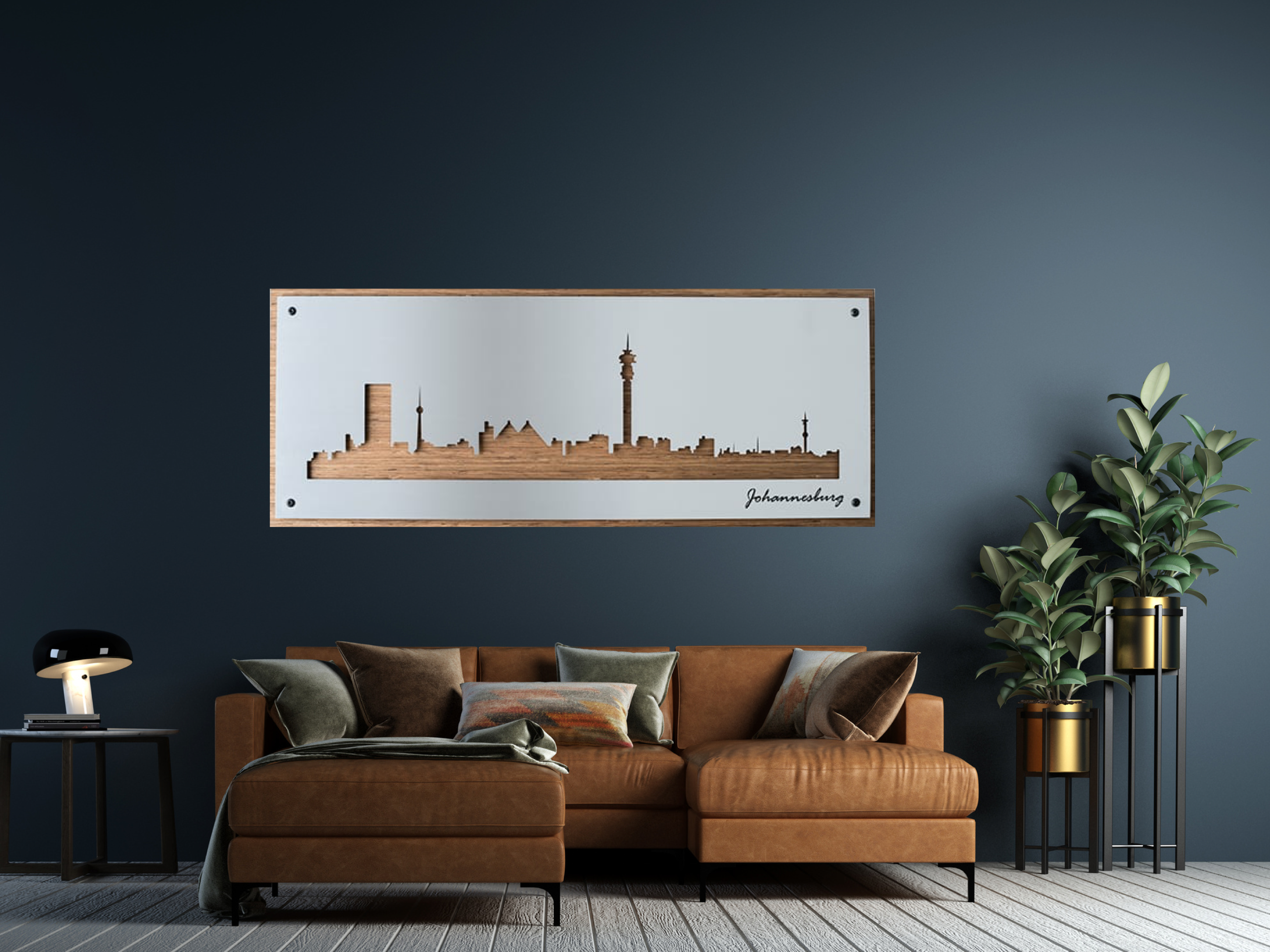 Brushed Aluminium Johannesburg Skyline