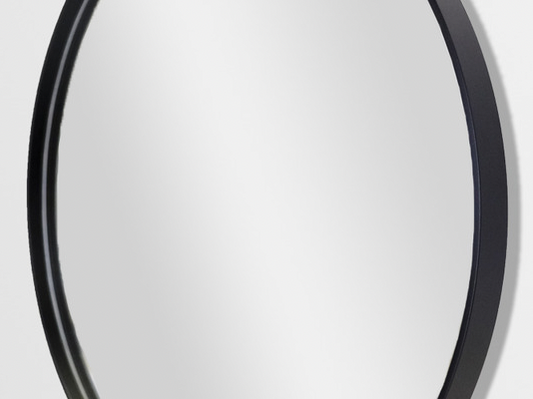 Deep Frame Round Mirror Black