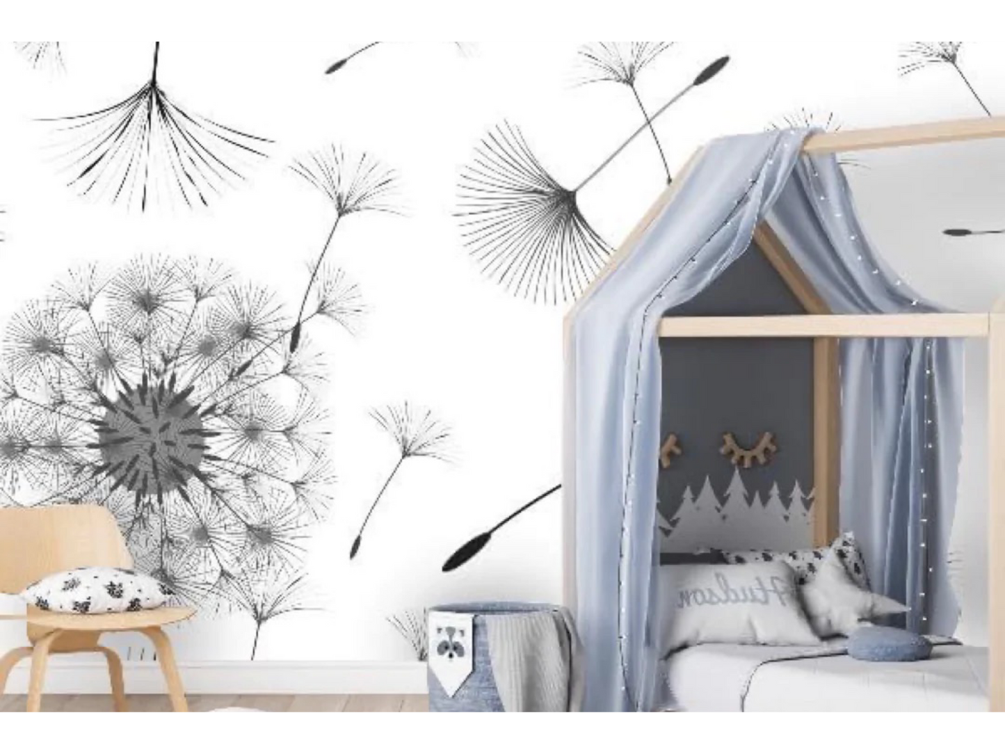 Wallpaper Dandelions Black & White