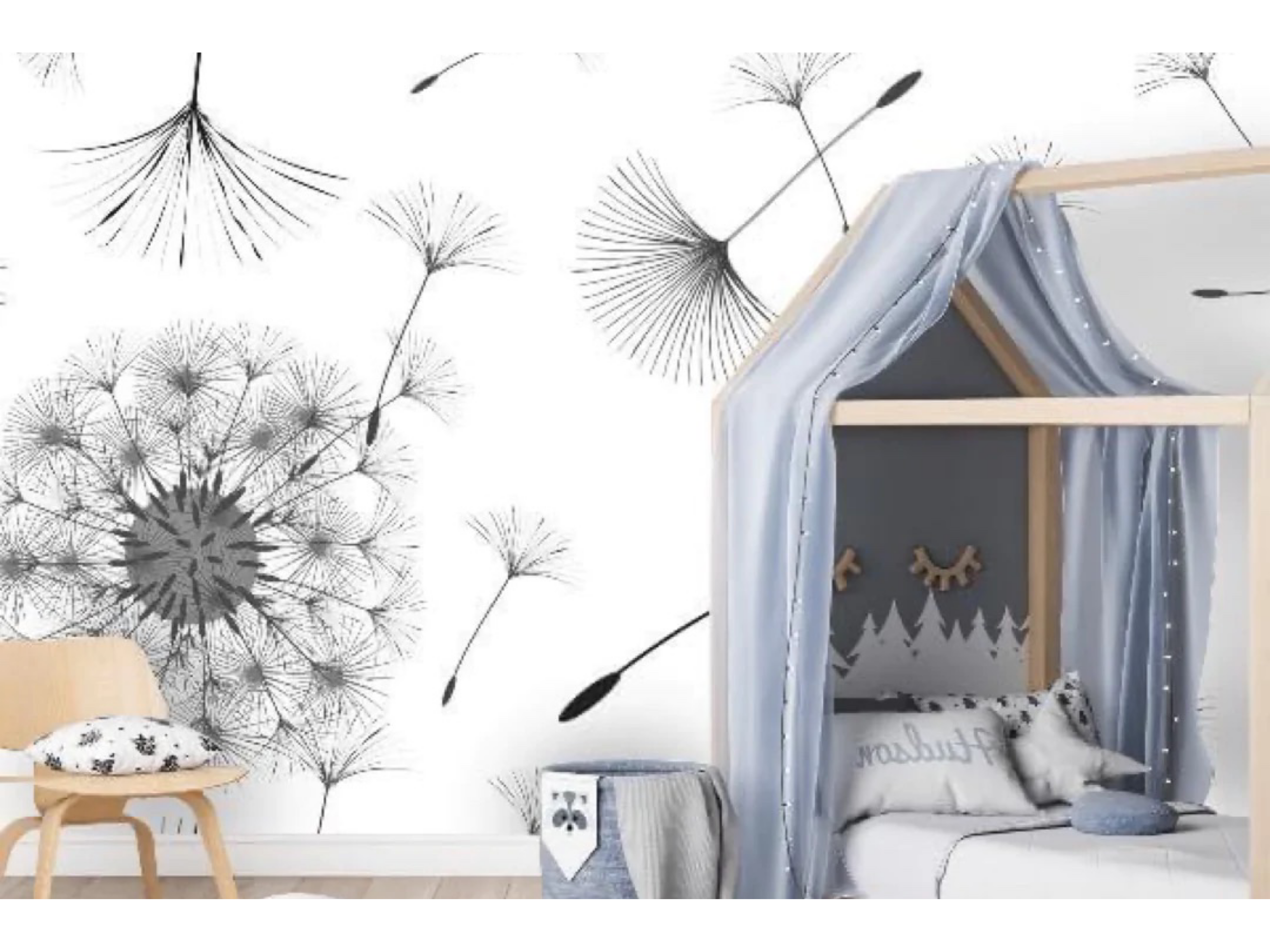 Wallpaper Dandelions Black & White