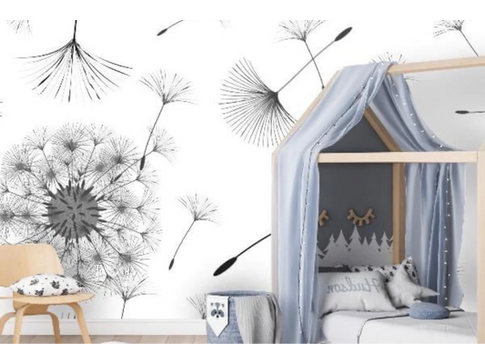 Wallpaper Dandelions Black & White