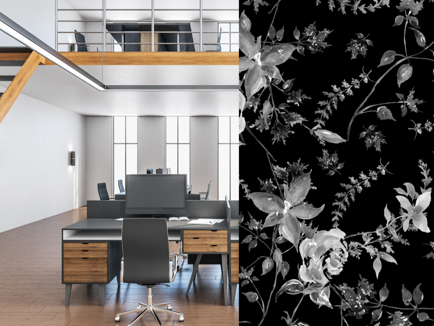 Wallpaper Black Floral