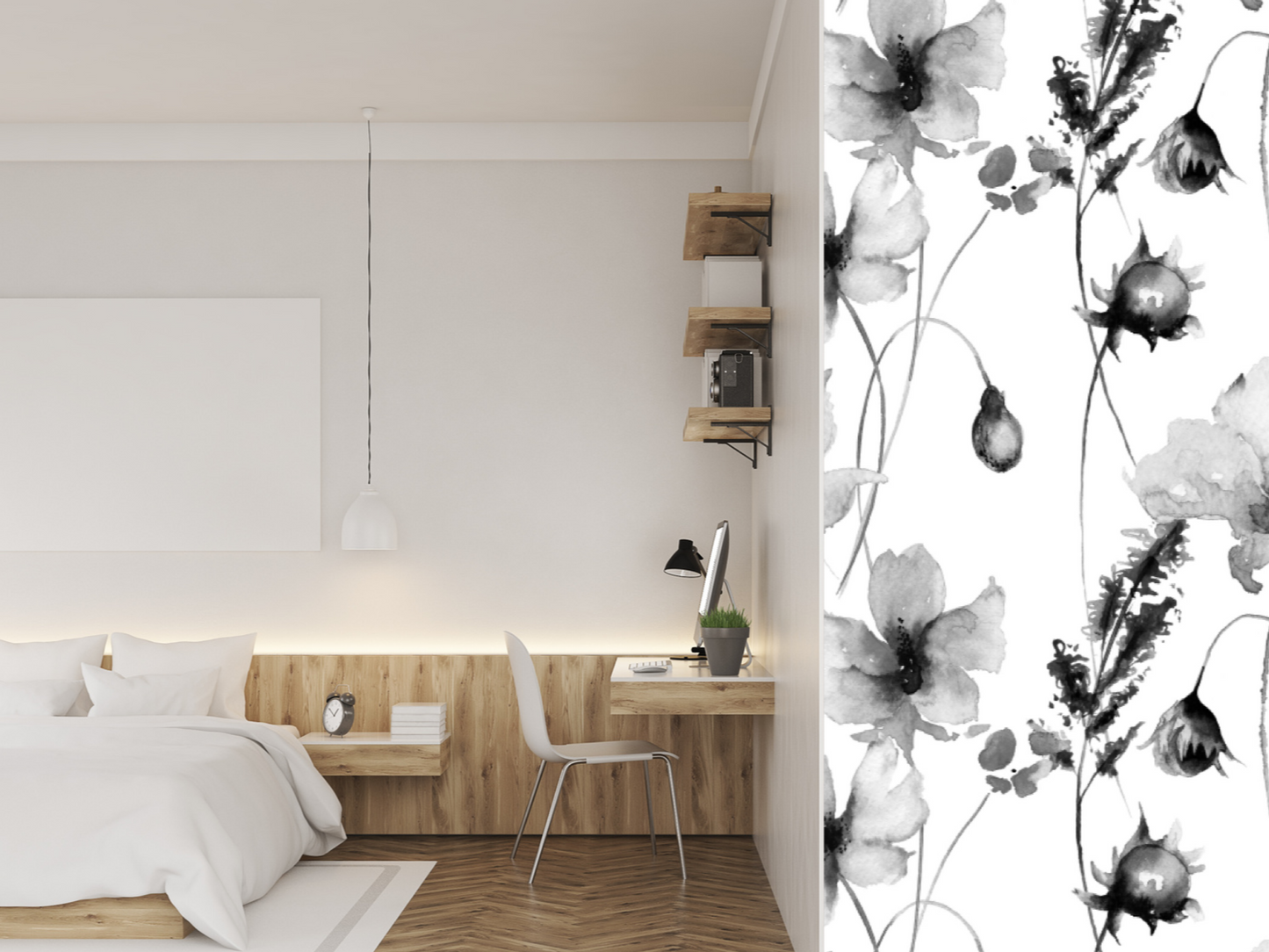 Wallpaper Floral Black & White