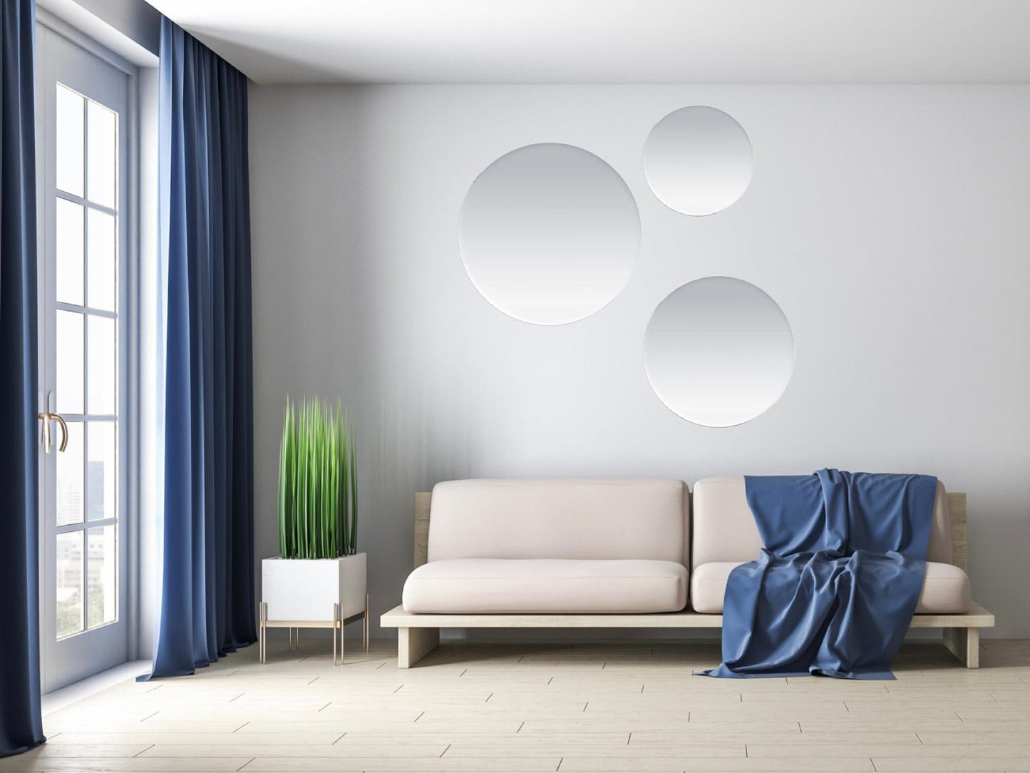 Birch Round Frameless Mirrors