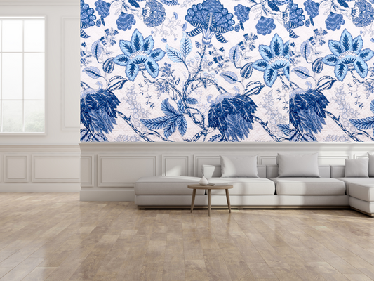 Wallpaper Floral Royal Blue