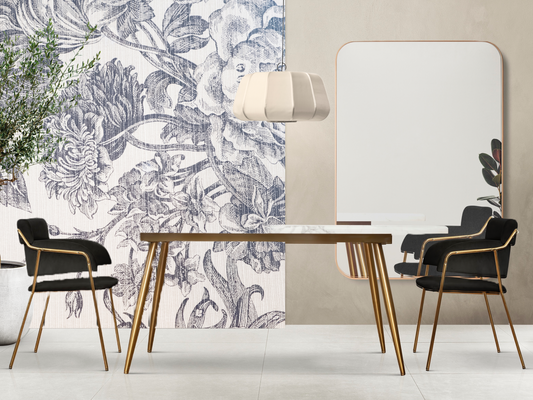 Wallpaper Floral Faded Ink