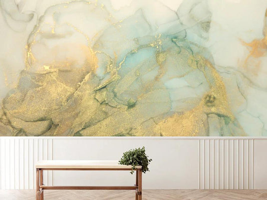 Wallpaper Gold & Green Watercolour