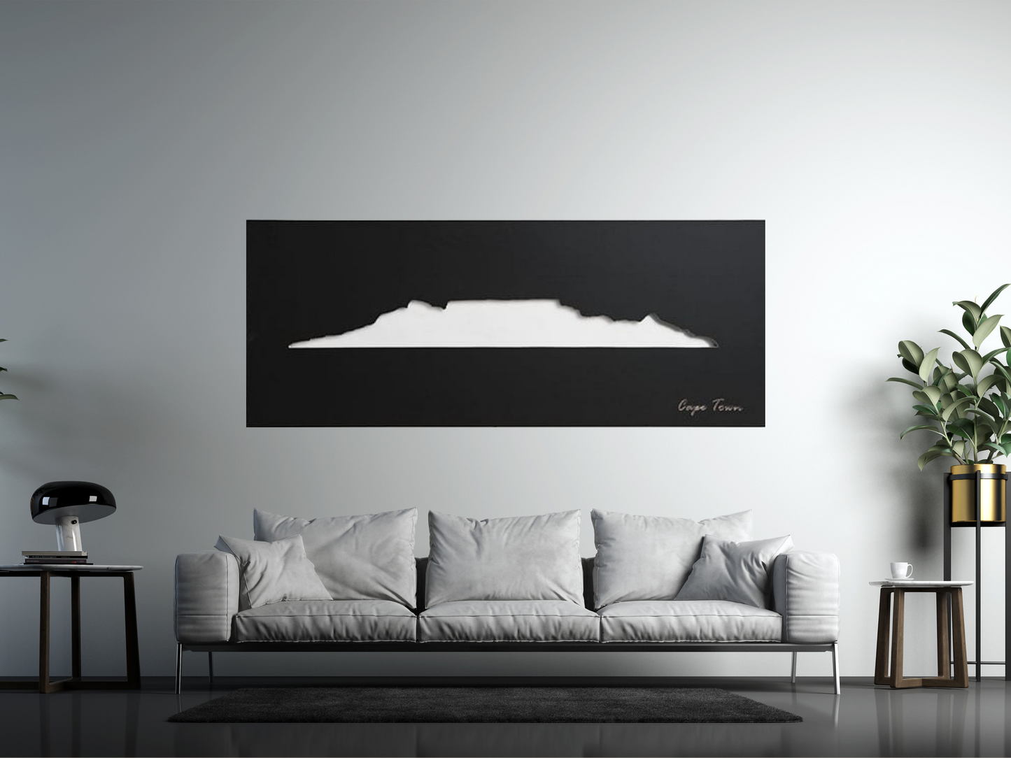 Wall Art Cape Town Skyline Black