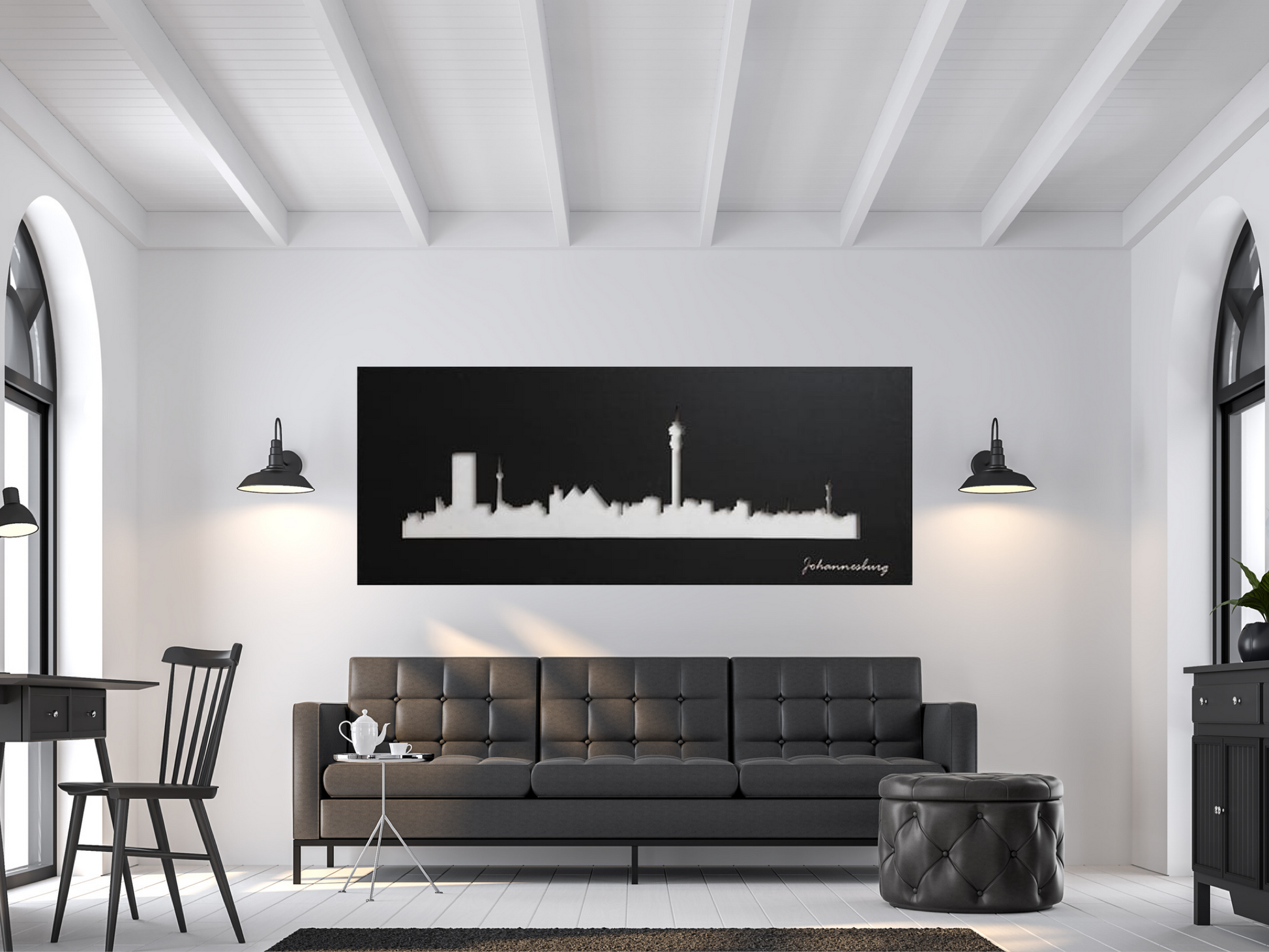 Joburg skyline wall art black